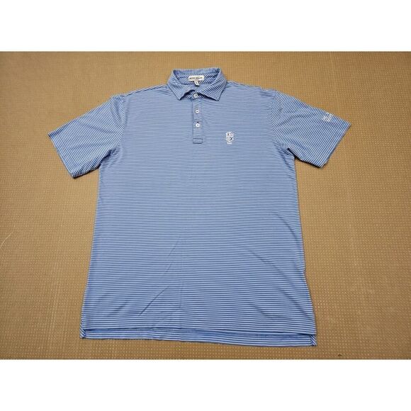Peter Millar Pilot Mill Polo Mens Medium Pima Cotton Blue Striped Soft - Picture 1 of 11